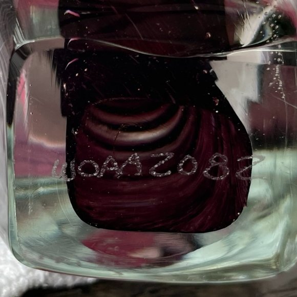 Handblown Glass Art Paperweight Pink Turquoise Burgundy Signed & Numbered - Picture 9 of 9